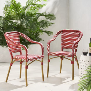 Paniz Wicker Outdoor Dining Armchair With Cushion Set Of 2 